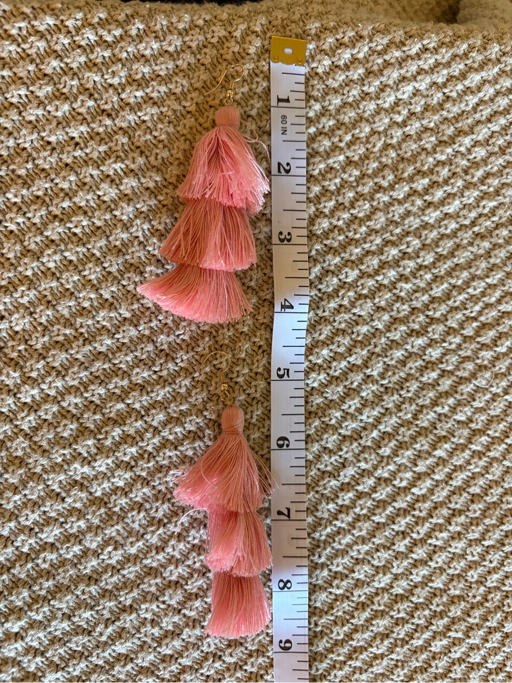 Boutique soft Pink Layered Tassel Earrings